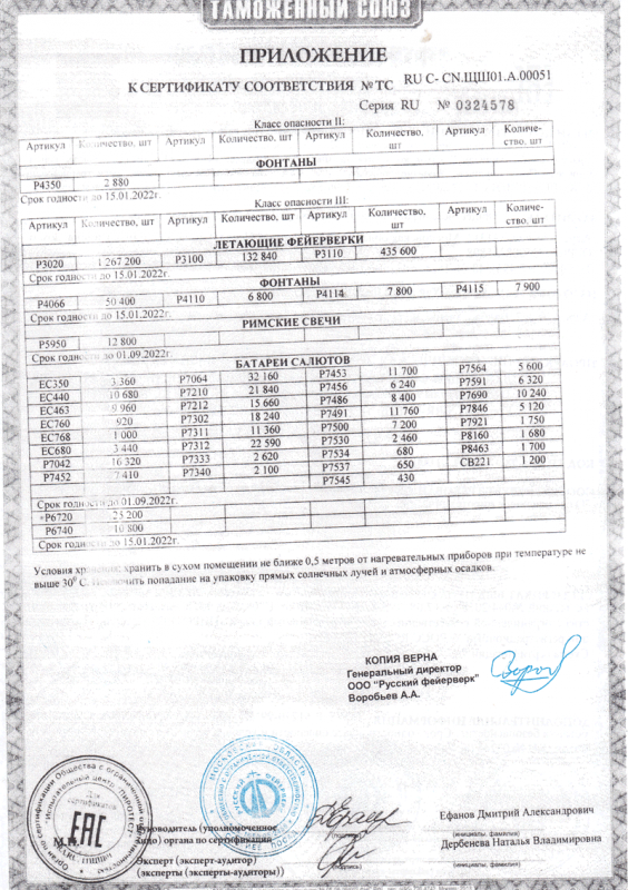 Сертификат соответствия № 0324578  - Заринск | zarinsk.salutsklad.ru 